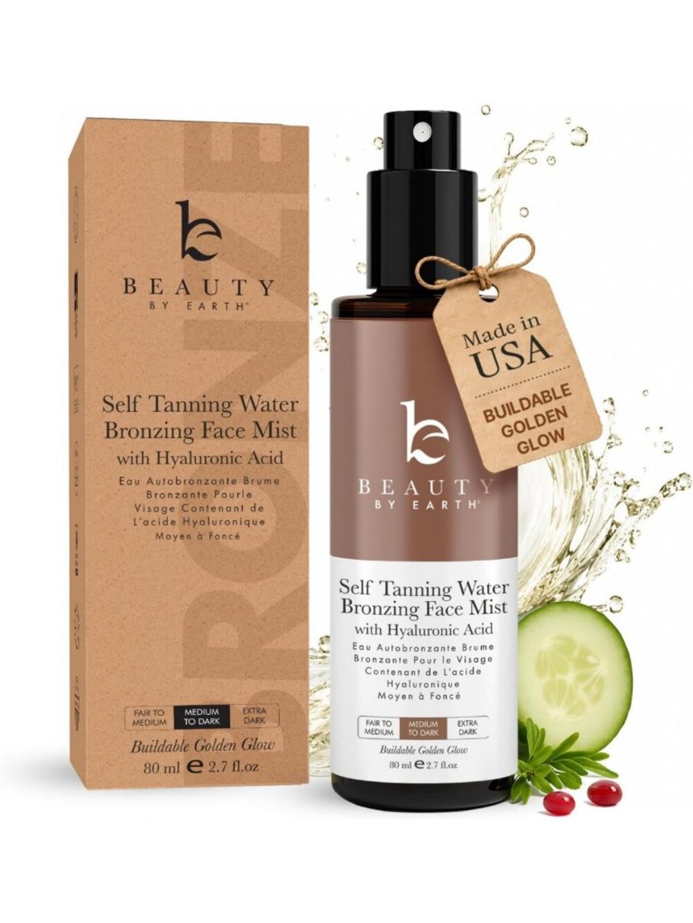 Sunless Face Tanner Spray Mist | Natural & Organic Bronzing Tanning Water